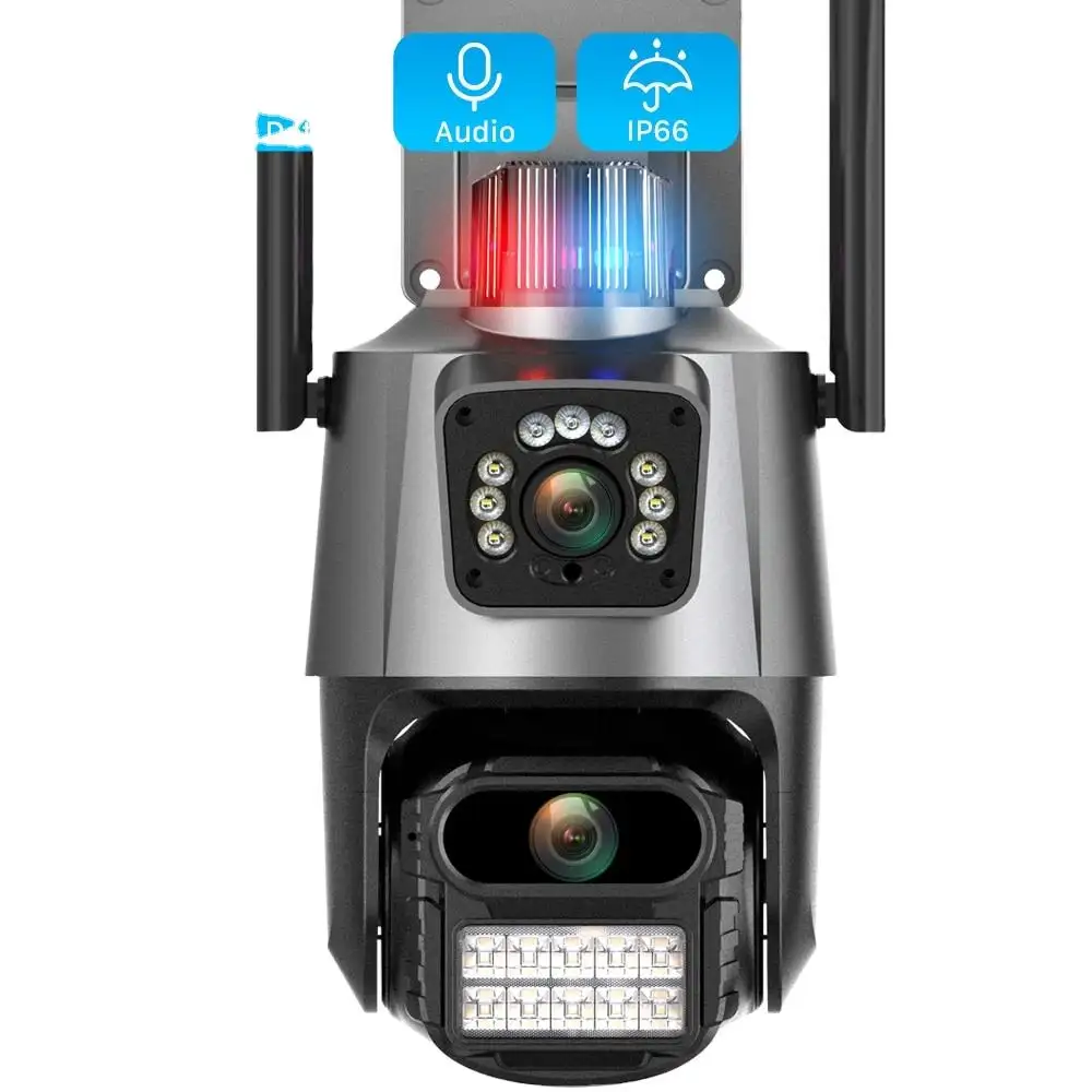 Ống kính kép Màn hình 4MP màu đêm tầm nhìn tự động theo dõi 8MP 4K IP camera PTZ WIFI không thấm nước CCTV Camera An Ninh
