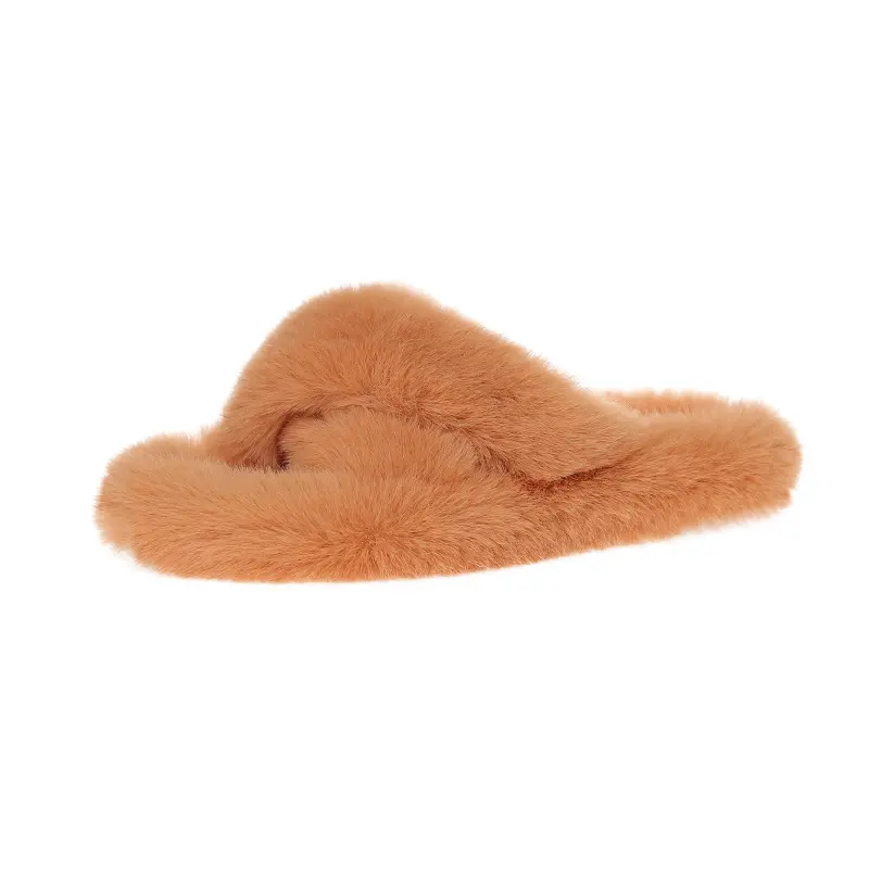 Nuovo sandalo personalizzato Fuzzy pantofole in pelliccia sintetica Flat Spa Fluffy House Shoes peluche Casual Slip per le donne