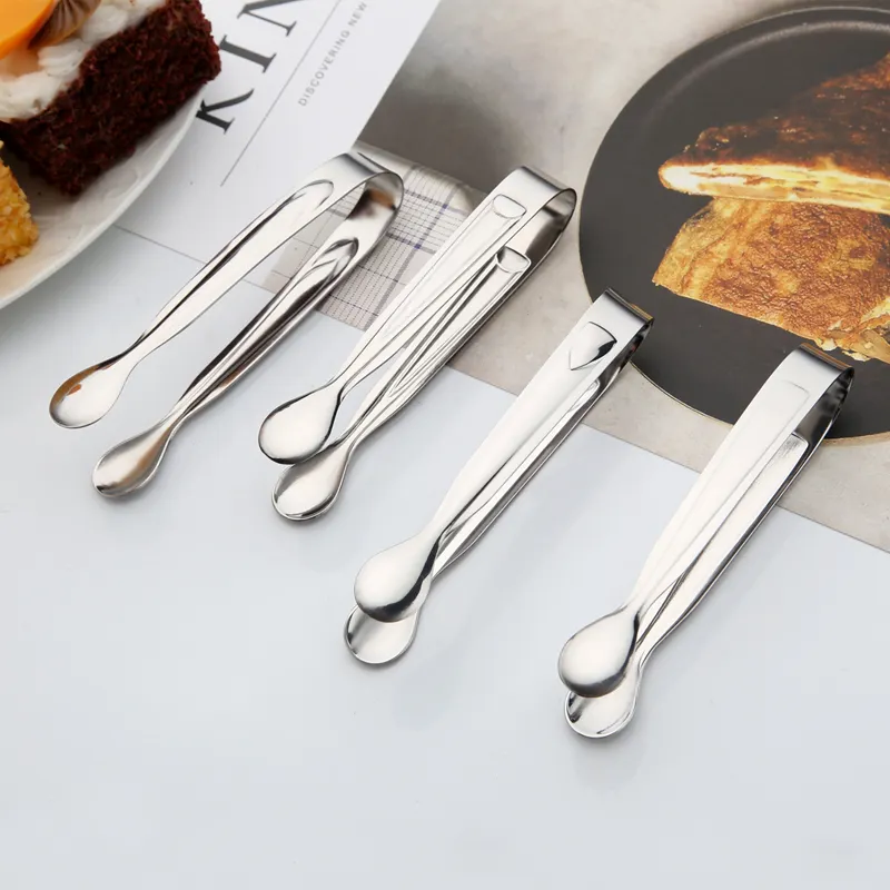 Venta al por mayor de fábrica de acero inoxidable pan cubo de hielo café azúcar pinzas para servir pinzas para clip utensilios de cocina herramienta