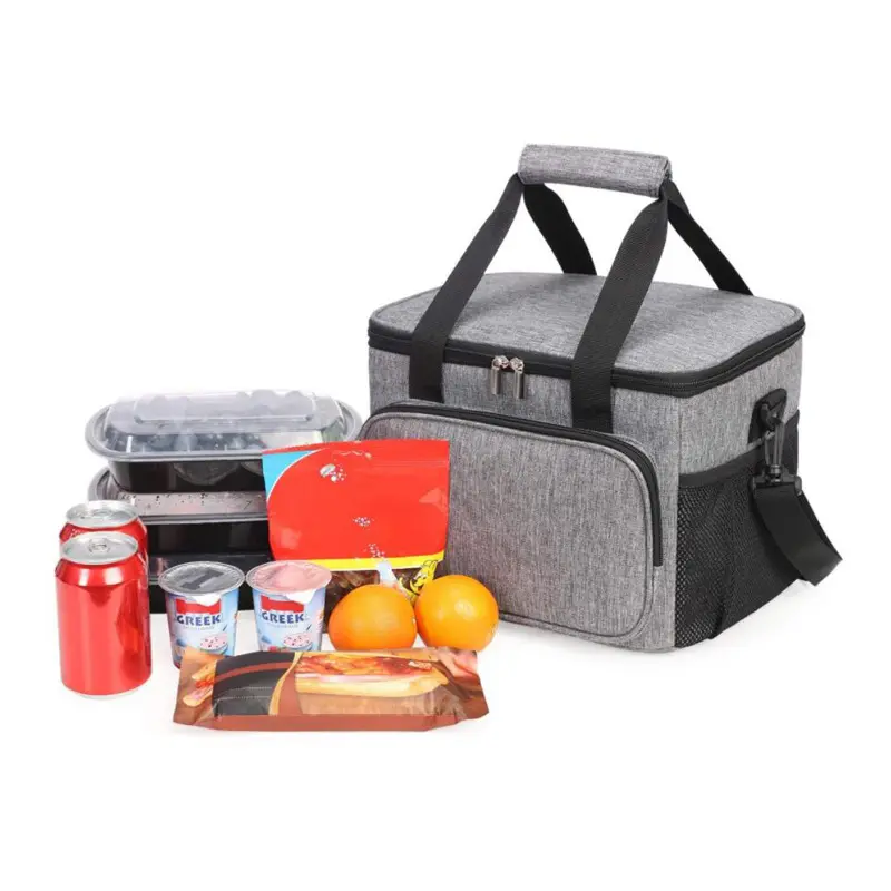 Bolsa térmica personalizada con aislamiento para adultos, bolsa de almuerzo de poliéster térmico con cremallera, impermeable y duradera