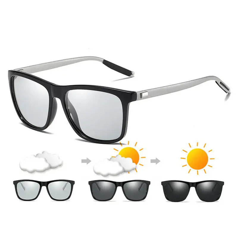Gafas de sol inteligentes que cambian de color, lentes polarizadas fotocromáticas, gafas de sol para conducir para hombres, gafas camaleónicas