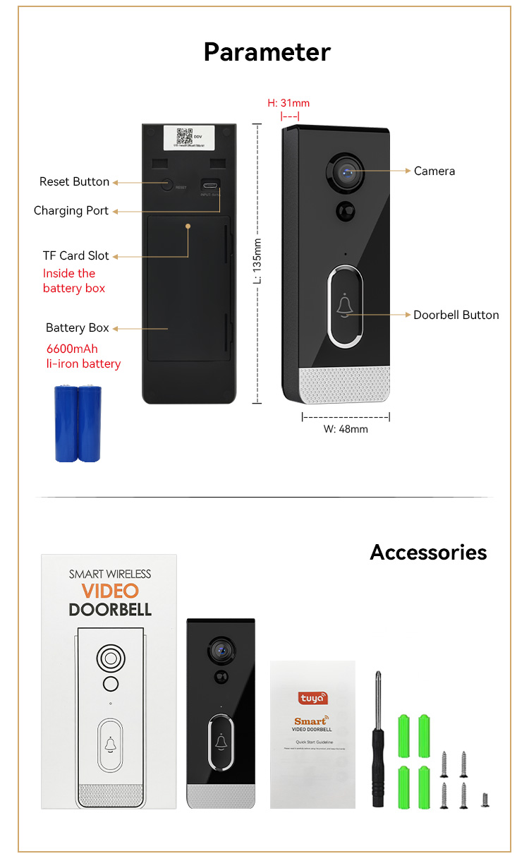 Wholesale HD 1080P Night vision Camera  WIFI Battery  Wireless Intercom ring smart video Doorbell