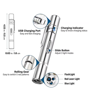 USB Recharge Laser Pointer Langstrecken training Chaser Interaktive Cat Dog Laser Toy Taschenlampe mit 5 einstellbaren Mustern - Product Image 3
