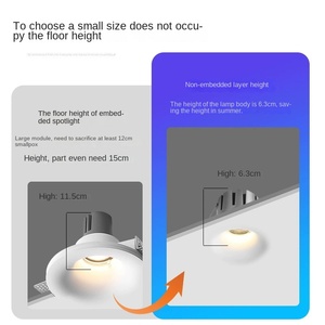 2024 New Borderless Deep Anti-Glare Spotlight <strong>LED</strong> COB Arc Non-Embedded Gypsum Main Lamp Hotel Use IP54 Recessed Downlight - Product Image 2