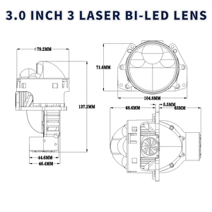 HFL OEM 128W Bi LED Projector เลนส์3.0แสงเลเซอร์9-16V 6000K 90W Bi โปรเจคเตอร์ LED โปรเจคเตอร์ขนาด3นิ้ว - Product Image 2