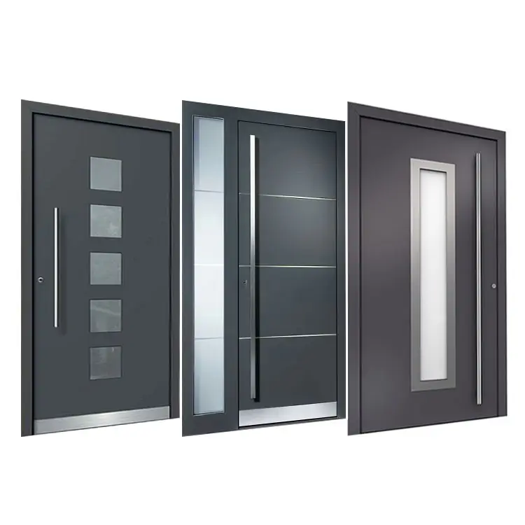 Entrata moderna porta perno in alluminio nero per porte Pivot casa ingresso principale produttore di ferro battuto porta Pivot