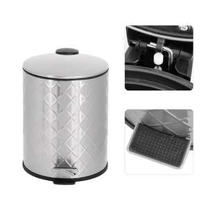 Custom Logo Stainless Steel Mirror Embossed Surface Foot Operated Trash <strong>Can</strong> Round Home Bathroom Toilet Trash <strong>Bin</strong> - Product Image 5