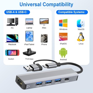 Hub USB C 5-in-1 con Ethernet 4x USB 3.0 + Gigabit LAN per MacBook, IPad, Laptop - Product Image 6