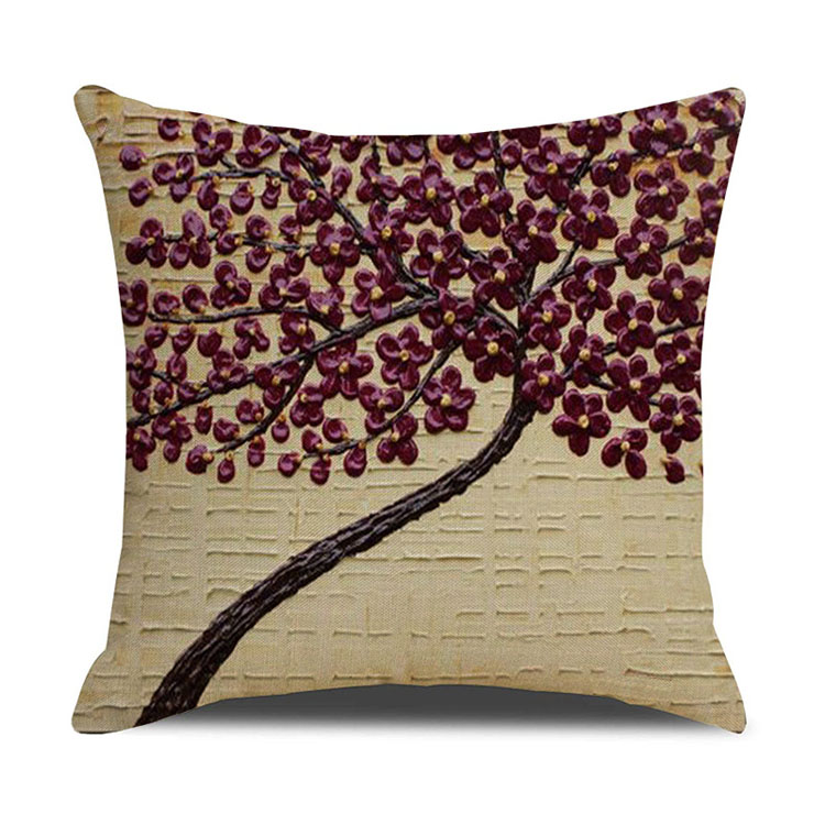 ins Nordic style oil painting tree print linen square pillow cover sofa bed cushion cover