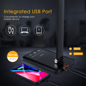 眼罩5亮度级5照明模式带无线USB充电端口的发光二极管可调台灯 - Product Image 2