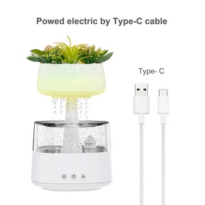 Künstliche Pflanzen Timer 7 Farbwechsel Nachtlicht Aroma therapie Ätherisches Öl Diffusor Regentropfen Luftbe feuchter mit Fernbedienung - Product Image 6