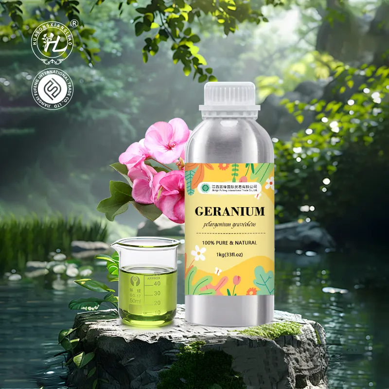 Aceite orgánico de geranio | Aceite esencial Pelargonium graveolens-100% Extracto de plantas puro y natural | Precio al por mayor, a granel 1kg