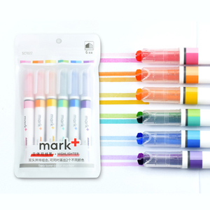 双色双线荧光笔多色荧光笔学生工作文具批发 - Product Image 4