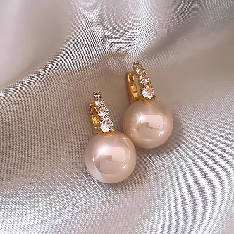 A1400 or rose "Flash diamant perle boucles d'oreilles"