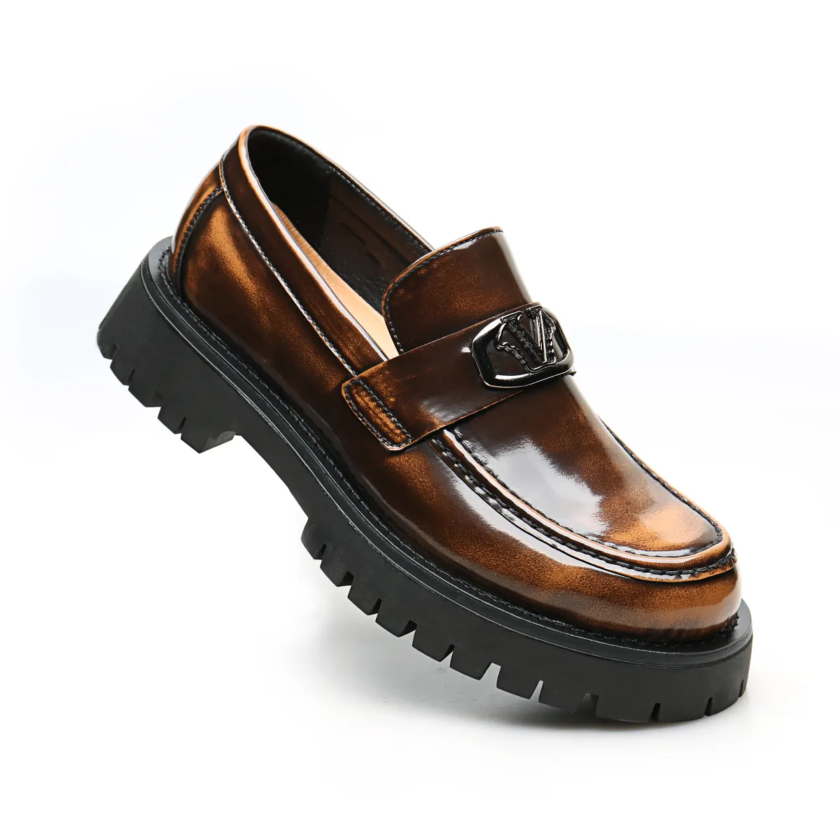Sepatu pantofel pria ukuran 38-48, Fashion lembut sepatu kantor, sepatu gaun kulit mengkilap, sepatu pantofel untuk pria, sepatu gaun Chunky