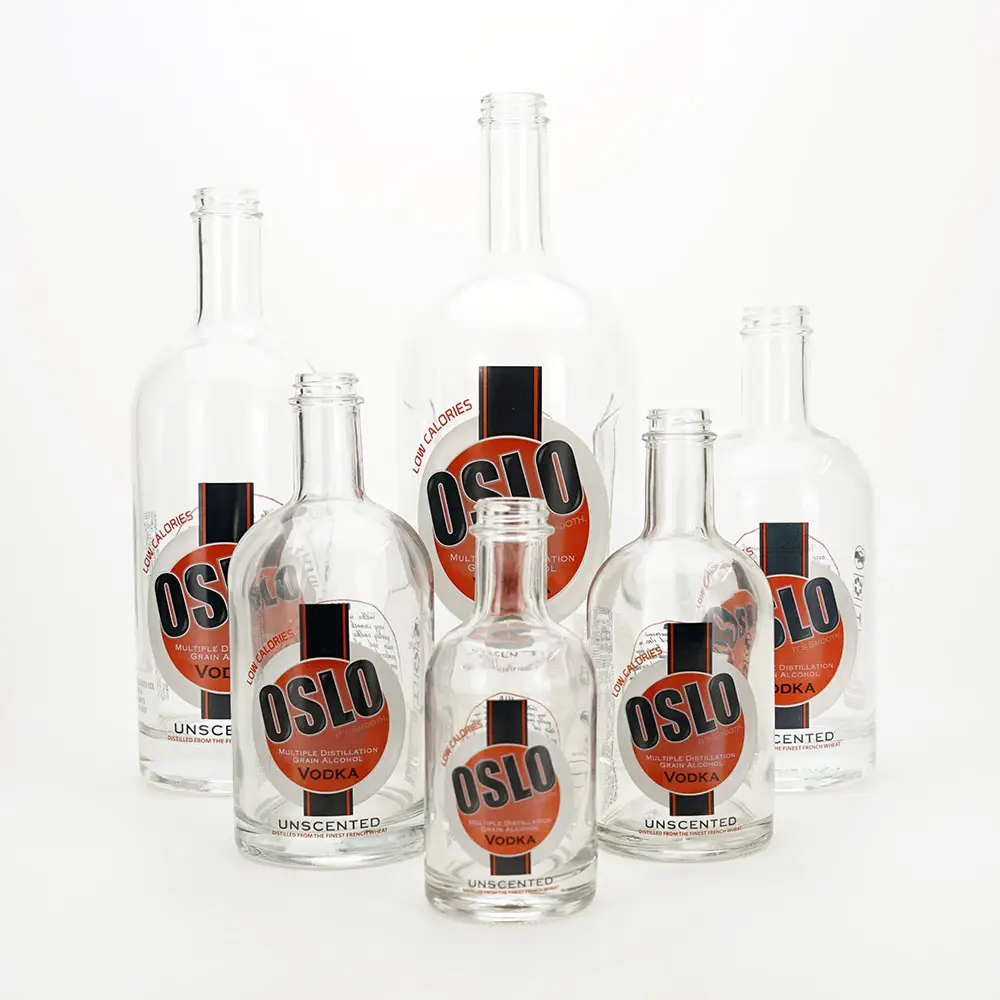VISTA Logotipo Personalizado 1000ml 1500ml Botella de Vidrio Transparente Contenedor de Vidrio Licor vodka whisky Ron Botella con tapa