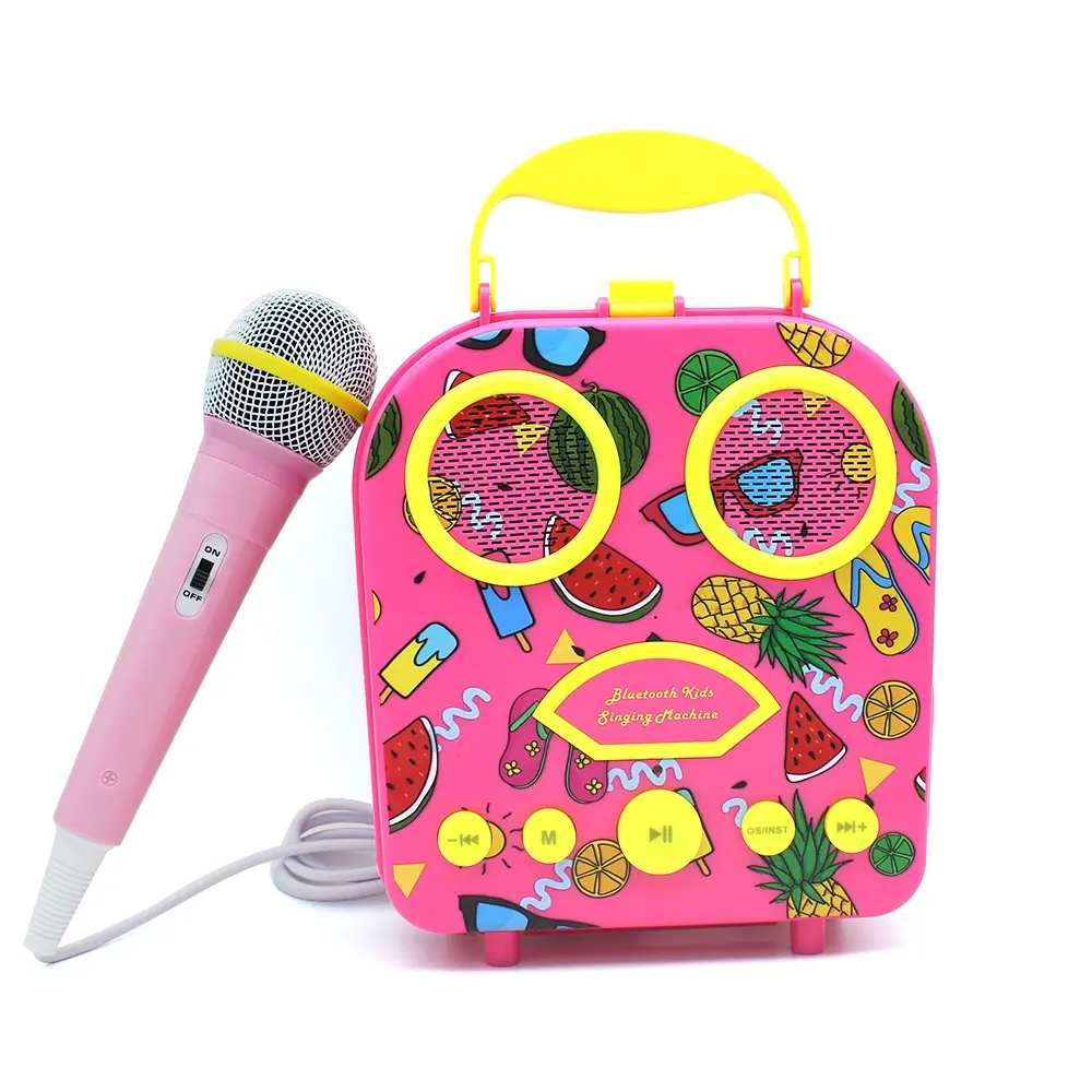 China Fabricante Crianças Rosa Crianças portáteis karaoke Singing Machine Speaker Outdoor Speaker Brinquedos com dois microfones