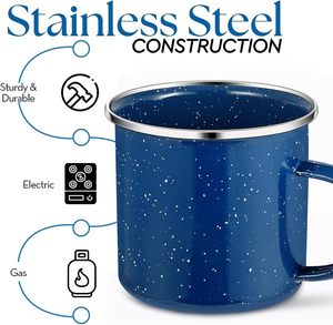 ステンレススチールエッジングティーコーヒー食器レトロエナメルマグ用ビンテージキャンプセラミックカップスターポイントエナメルウェア - Product Image 6