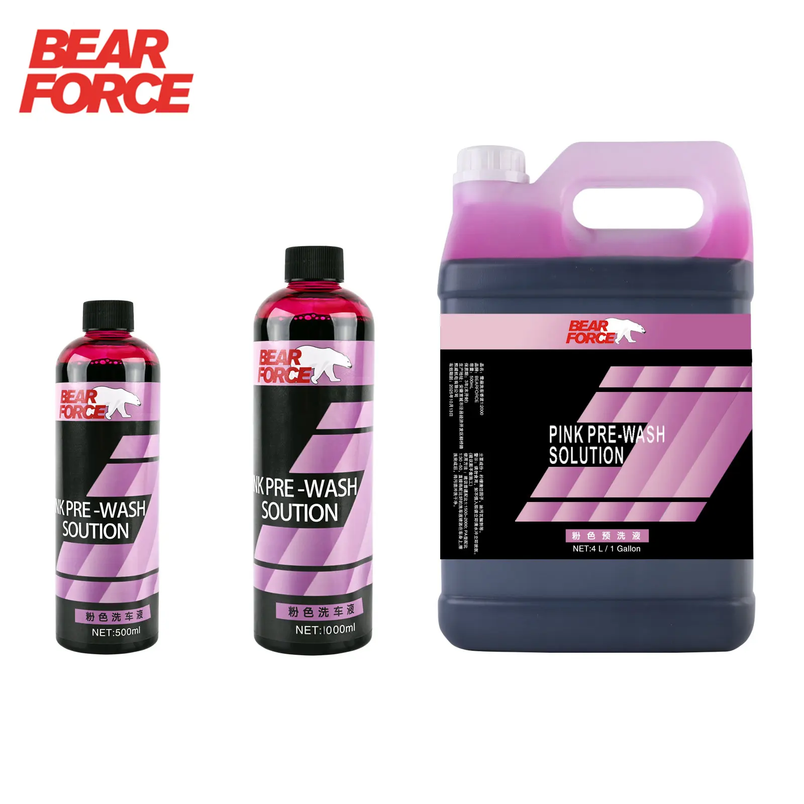 Bear Force Pink Car Pre-Wash Shampoo Auto Pre-Wash Chemicals, Pink Foamy Fun