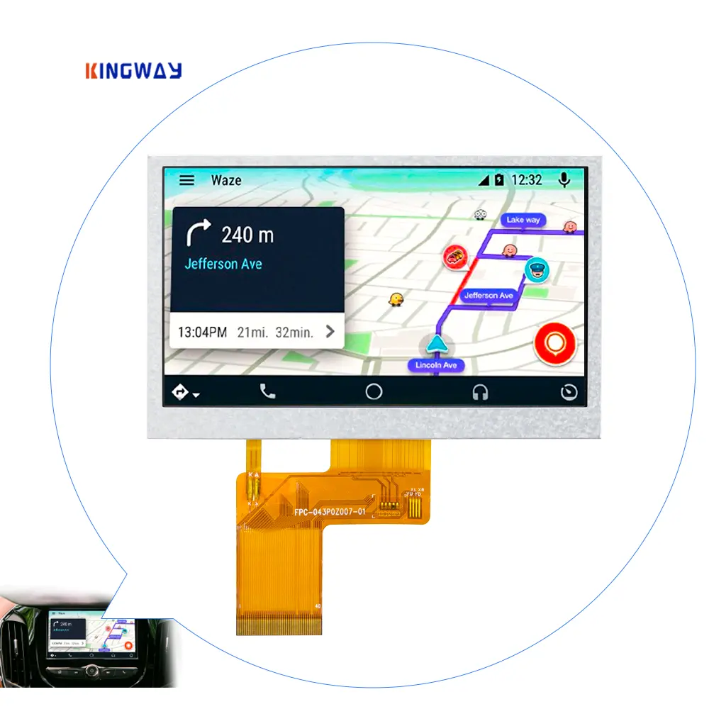 Hd 4,3 Zoll 4,3 Zoll' Landbildschirm kleiner Tft-Lcd Hmi-Touchscreen-Lcd-Bildschirm für Automotive