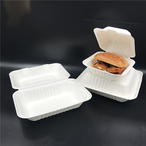 9*6 inç tek kullanımlık biyobozunur götürmek gıda konteyner sürdürülebilir paket erişte için ambalaj kutusu