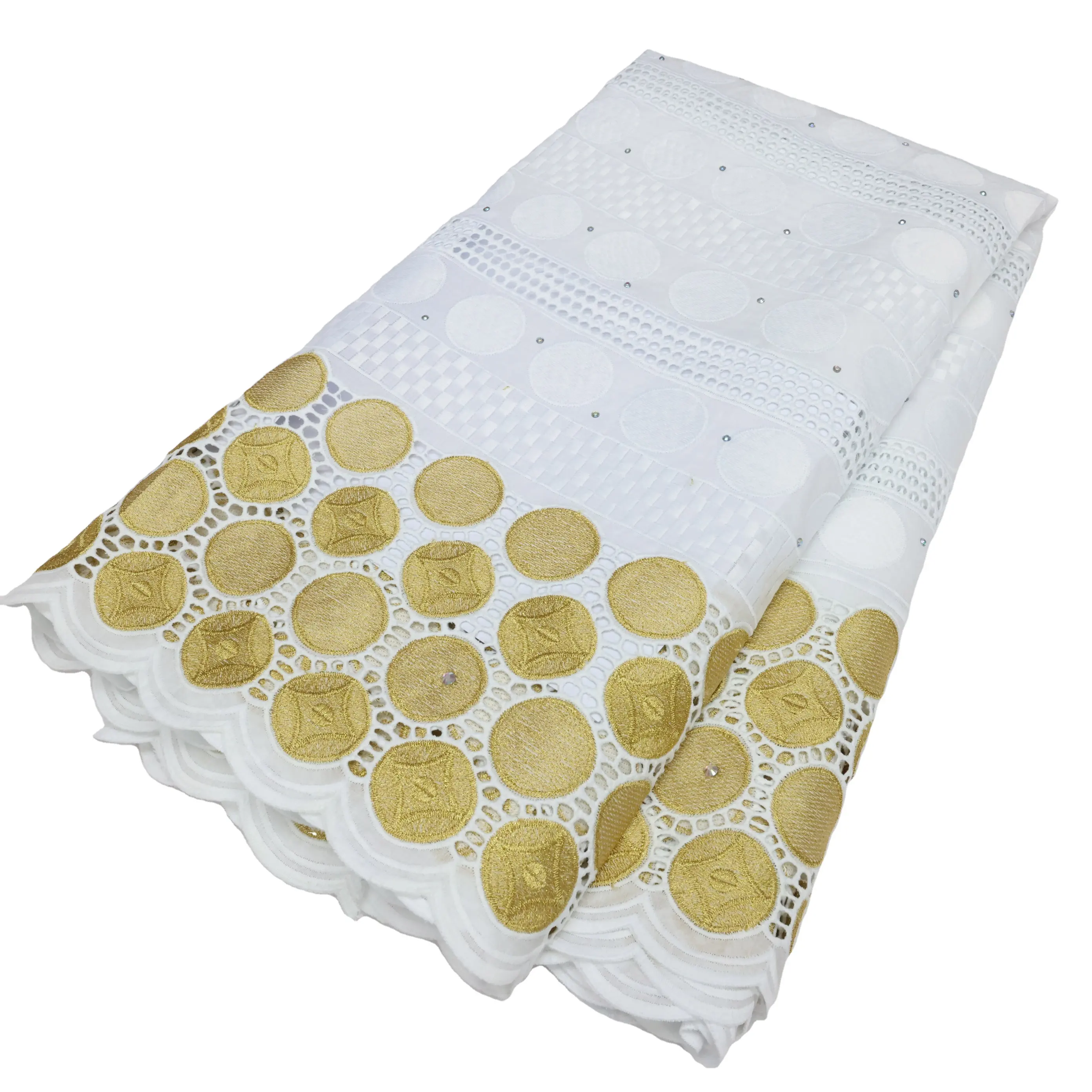 NI.AI Suisse Voile Dentelle Tissu Mariage Africain Coton Tissu Suisse Coton Brodé Dentelle Tissu Avec Strass