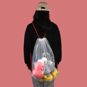 塑料背包袋带拉绳拉绳防水爪包背包透明袋带您的标志 - Product Image 1