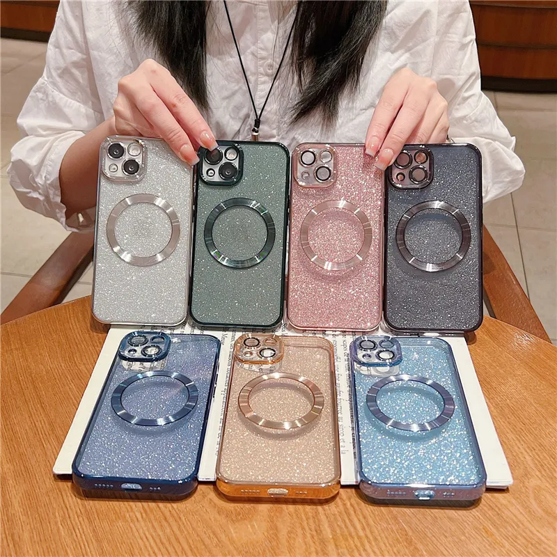 เคสชุบโลหะด้วยไฟฟ้าหรูหราพร้อมที่ชาร์จไร้สาย,สำหรับ Iphone 13 Pro Max เคสธรรมดาพร้อมการป้องกันกล้อง