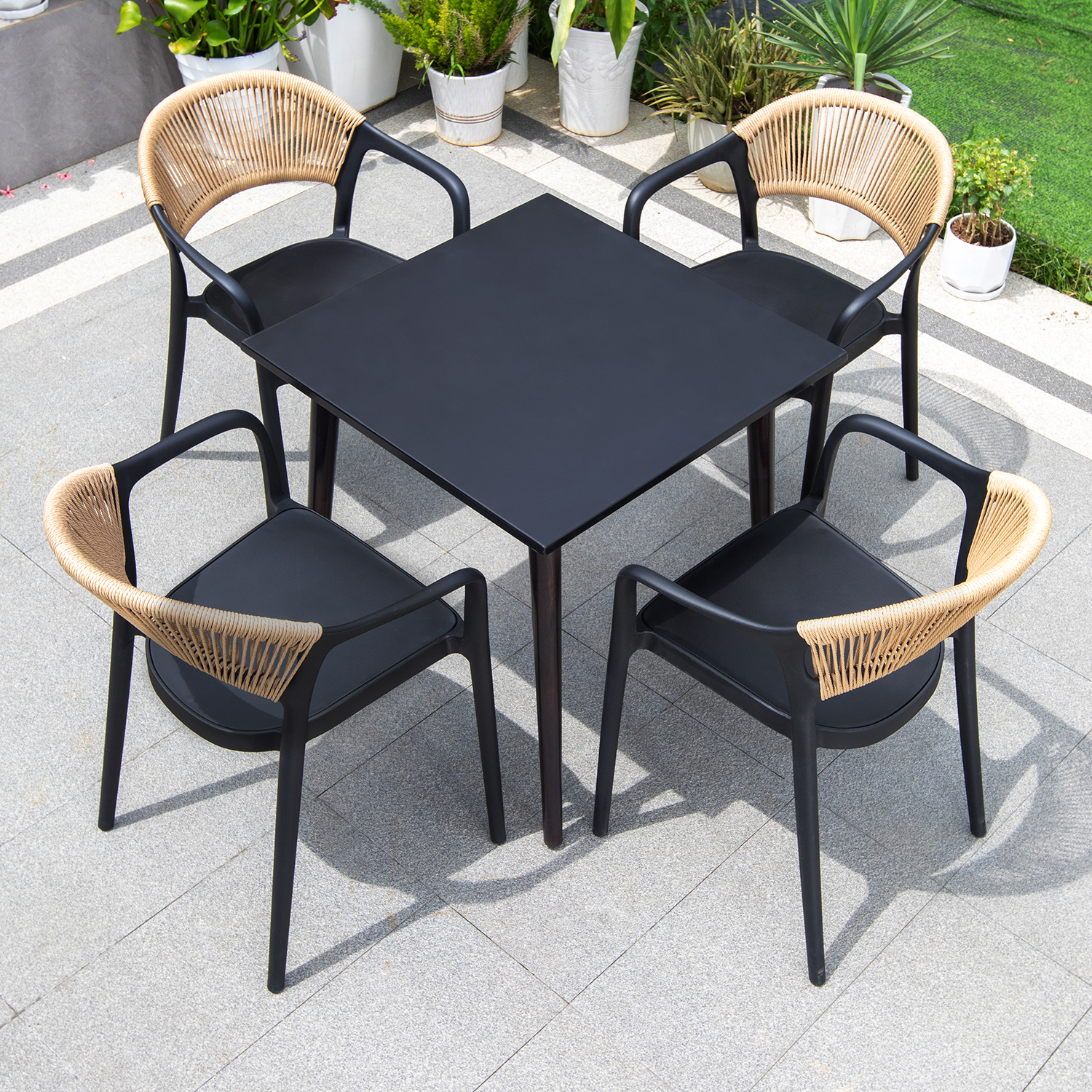 S-70cm carbon steel table+4 chairs