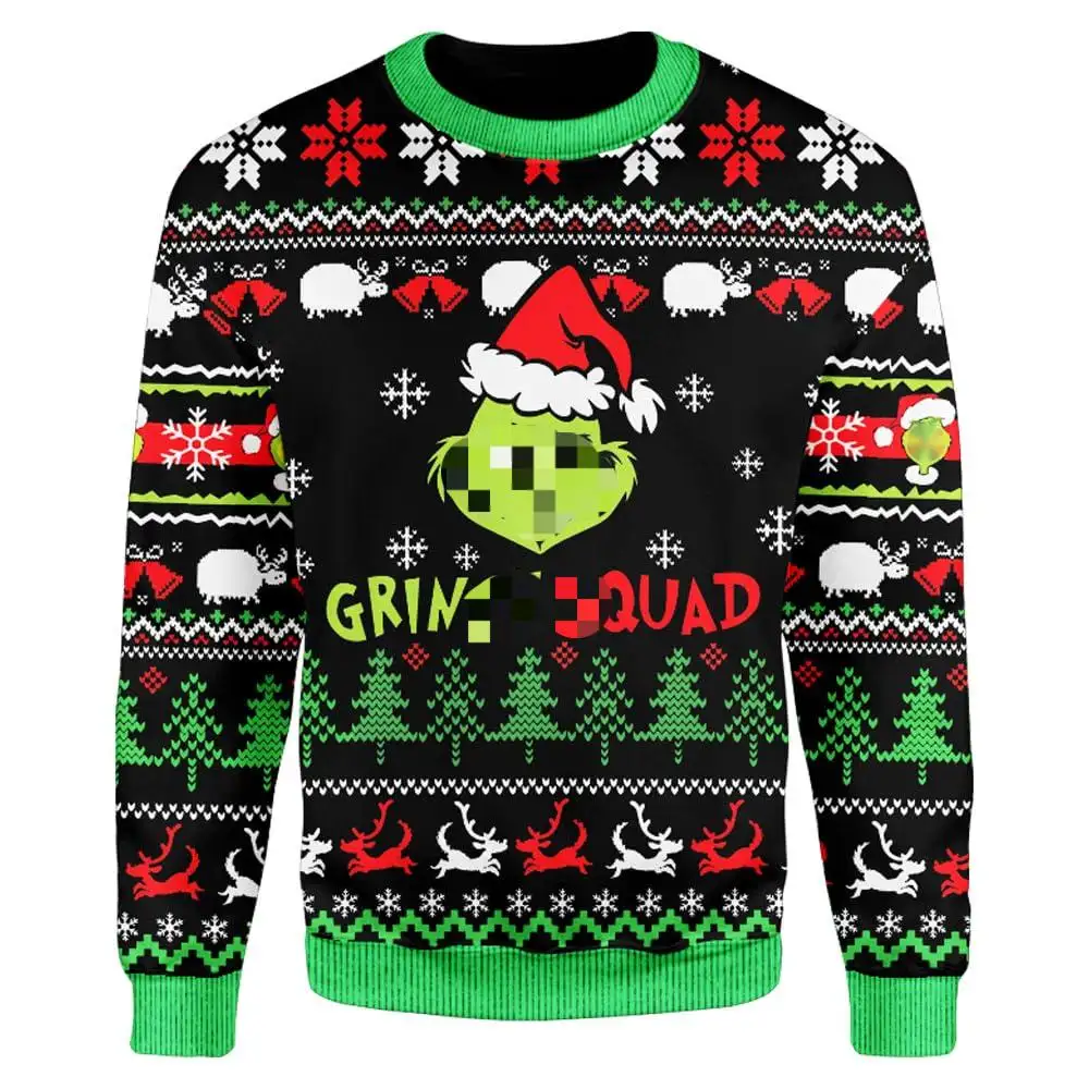 2024 proveedor de prendas de punto personalizado para hombre 3D suéter de Navidad suéter de fiesta divertido mujeres Grinchs suéter de Navidad feo para adultos