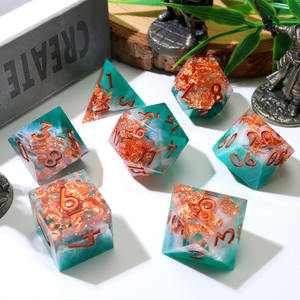 Épico furacão temático DND Dice Set,Handmade Green & White Swirling Resina Dados poliédricos para Dungeons and Dragons Games-N27 - Product Image 1