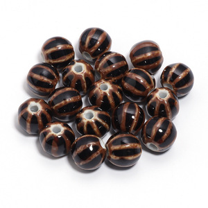 JC Factory Wholesale Ceramic <strong>Beads</strong> 11.5 mm Coloured Stripe DIY for Jewelry Making Ceramic <strong>Beads</strong>