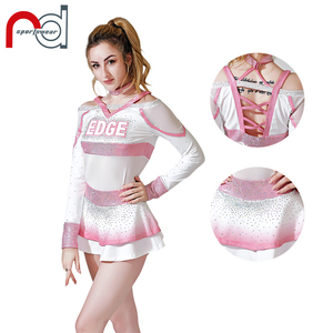 <strong>Cheer</strong> and Dance Queen Style Cheerleading Uniforms With Mesh and Rhinestone Crystal Mermaid Skin Cheerleader Uniforms - Product Image 3