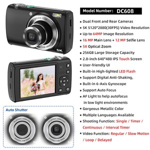 Dijital kamera 5K 56MP kameralar için fotoğraf vyoutube kamera YouTube Selfie için yeni başlayanlar için küçük kompakt kamera optik Zoom - Product Image 5