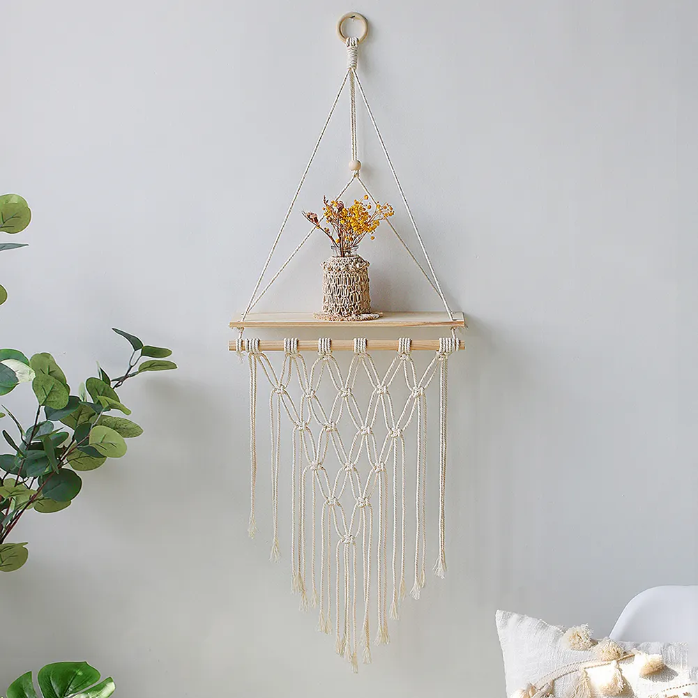 Étagères suspendues mur chambre décor à la maison Boho macramé tenture murale jardinière à la main étagère flottante pour chambre salon cadeau