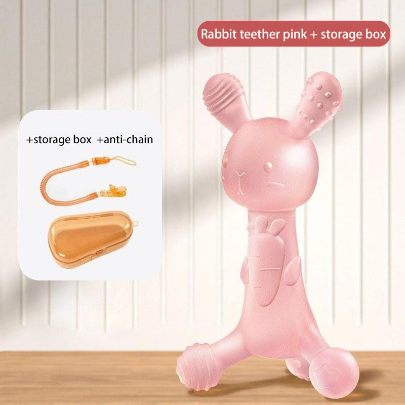 Rabbit teether pink + Anti - chain + storage box