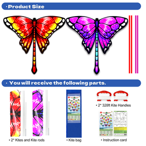 Dịch vụ tùy chỉnh giá rẻ ngoài trời bướm in động vật diều đồ chơi trẻ em người mới bắt đầu đầy màu sắc dễ dàng bay diều bay cho trẻ em - Product Image 6