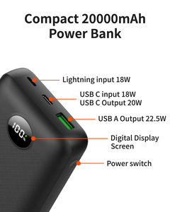 2025 New <strong>Design</strong> 20000mah High Capacity Fast Speed Charge <strong>Power</strong> Bank Type C LED DISPLAY Quality Battery <strong>Pack</strong> - Product Image 4