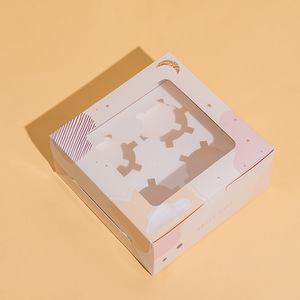 กล่องกระดาษใสสำหรับใส่คัพเค้กแบบช่องตะวันตกกล่อง2 4 6 12ช่อง - Product Image 1