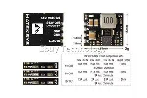 Mateksys MICRO <strong>BEC</strong> 6-60V to 5V 9V 12V-ADJ Wide 6V to 60V Operating Input Range for FPV RC Racing - Product Image 6