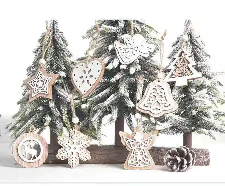 Albero di natale Appeso Ornamenti In Legno Hollow Taglio Laser Ritagli Regalo Tag Dei Pendenti di Legno Bagattelle Decor