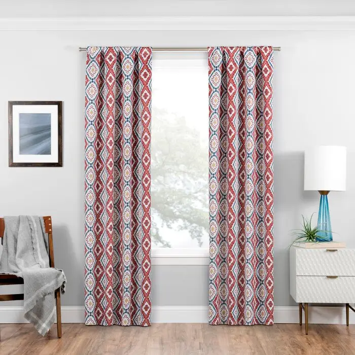 Cortinas de ventana Rojas estampadas de último diseño para la sala de estar