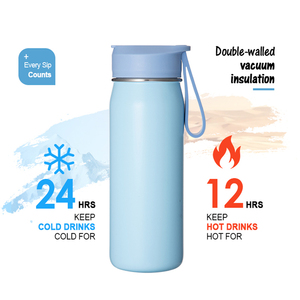 Bình nước giữ nhiệt thể thao, tập gym cao cấp bằng thép không gỉ hai lớp, dung tích 18oz và 24oz, có nắp đậy chống bụi và tay cầm kèm ống hút. - Product Image 6