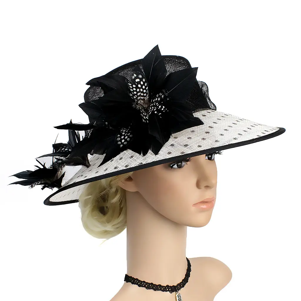 El mejor sombrero de boda perfecto de Sinamay Fascinator, sombrero de fiesta Derby único, sombreros de iglesia de moda con tocados de Clip para mujer