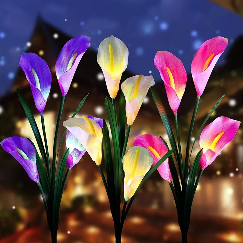 Creativo impermeabile Calla Lily Tulip Dandelion Flower lampada da terra solare Led luce di fiori artificiali per la festa nuziale in giardino