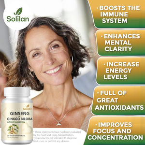 Solilan Hàn Quốc cinseng & Ginkgo Biloba chiết xuất viên nang thảo dược hỗ trợ miễn dịch 60 viên/chai không dành cho phụ nữ mang thai - Product Image 5