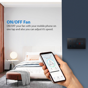Tuya Smart Wifi Glass Panel 4mm Smart 4 Gang&amp;1 Fan US <strong>Switch</strong> with Child Lock and Back Light Control Memory Function <strong>120</strong> Style - Product Image 3