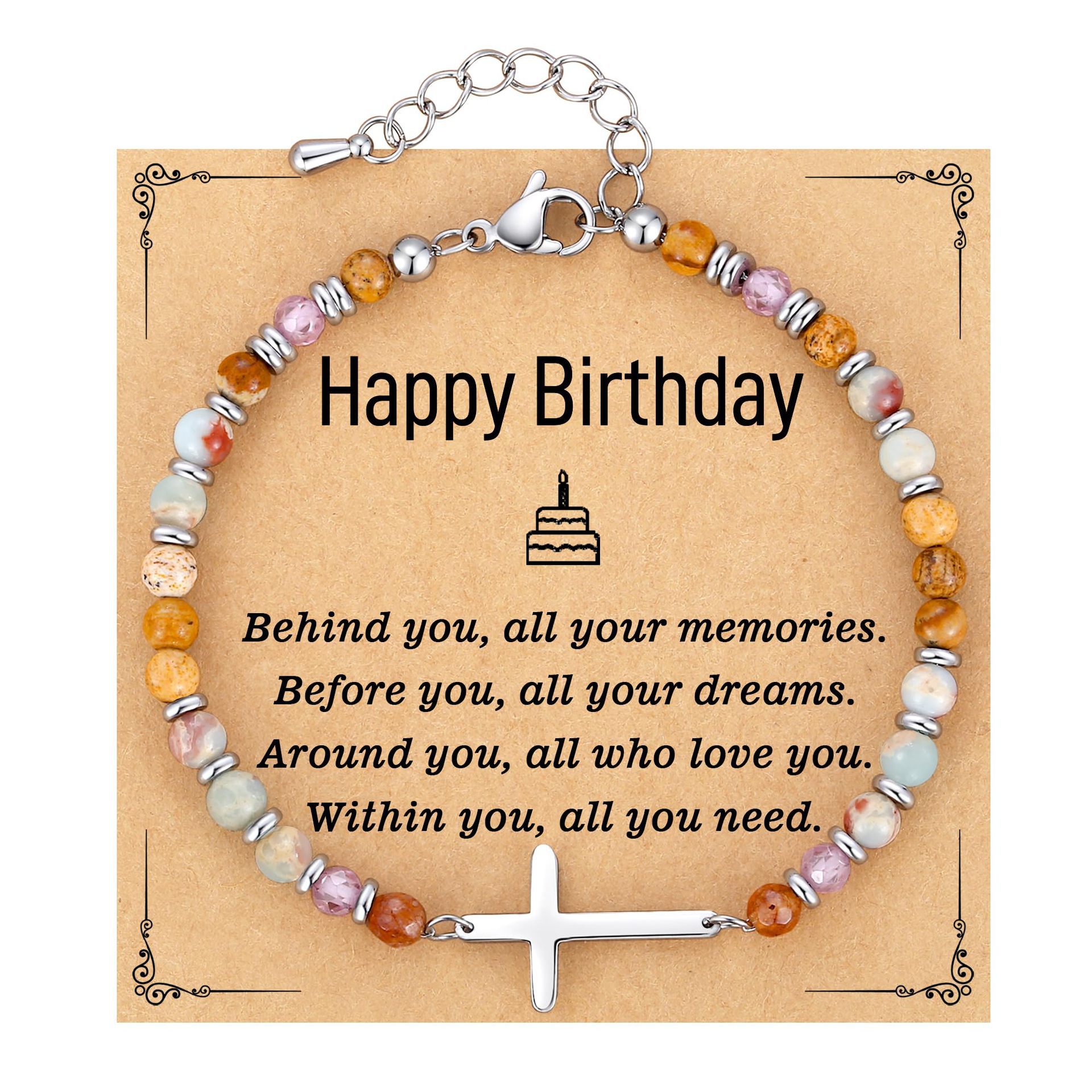 Carte d'anniversaire + bracelet en pierre Shoushan