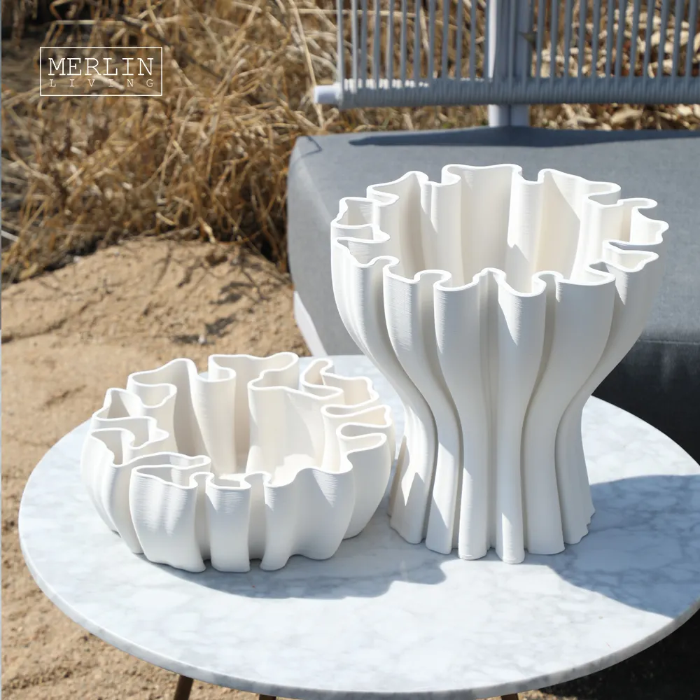 Jarrón con estampado 3D de Merlin Living, decoración nórdica moderna para el hogar, plato de fruta, ramo grande, jarrón de boda, fábrica de cerámica Chaozhou OEMODM