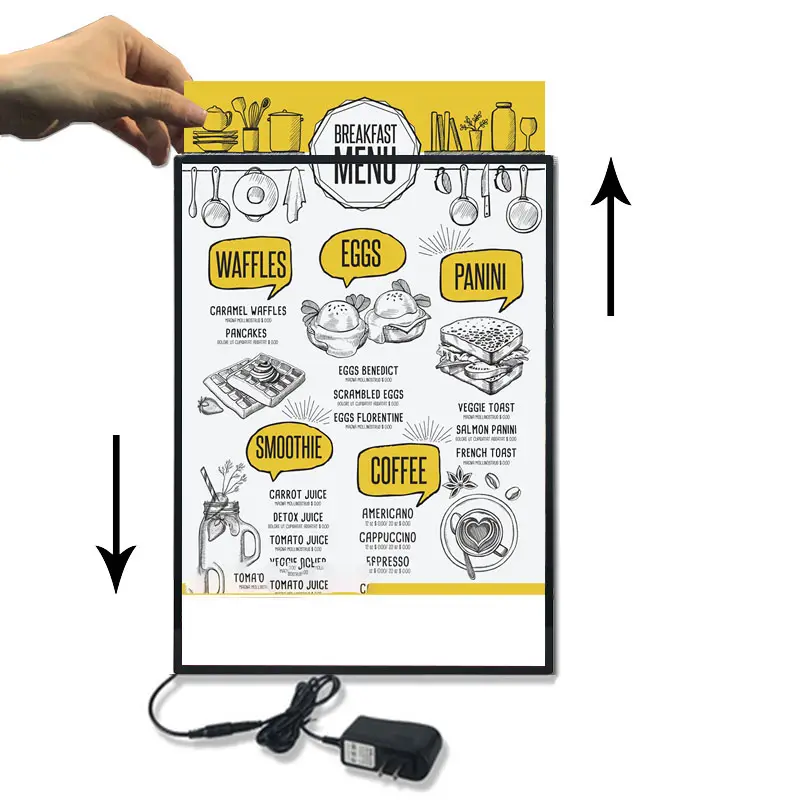 LED snap frame advertise light box restaurant advertising wall mount menu board